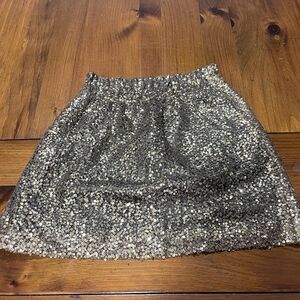 J Crew Womens Classic Gold Sequin Pull On Elastic Waist Lined Mini‎ Skirt Size 2